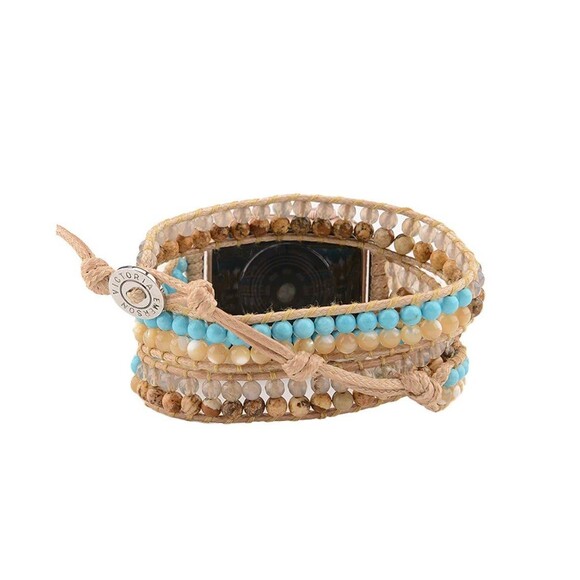 Victoria Emerson Turquoise & Shell on Natural Apple Watch Strap - New - Picture 2 of 5